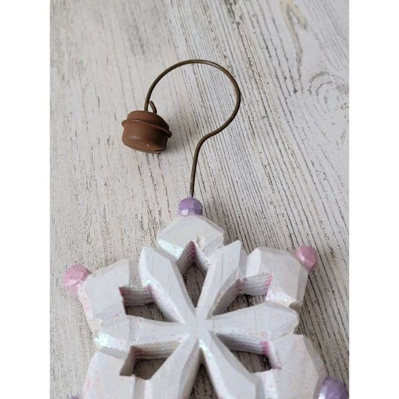 Glitter white snowflake Bell ornament Xmas decor - Picture 4 of 4
